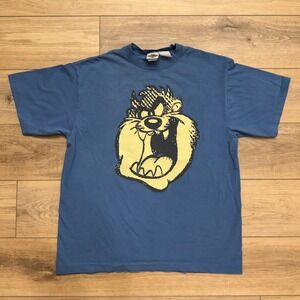 Vintage Acme Clothing Taz Looney Tunes T-Shirt Blue Single Stitch 90s Mens L‎